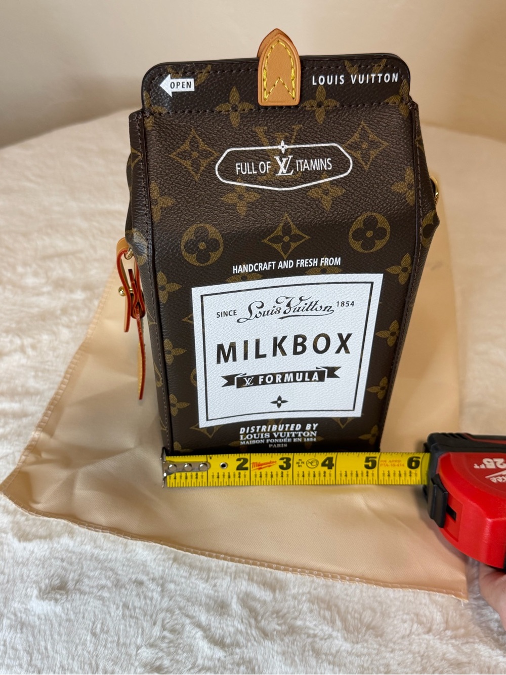 Milkbox Crossbody in Brown and Tan - Picture 4 of 5